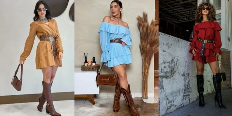 Looks Boho Chic com vestidos coloridos e botas para o São João 2025