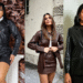 Mulheres usando diferentes conjuntos de couro que são tendência de moda no outono