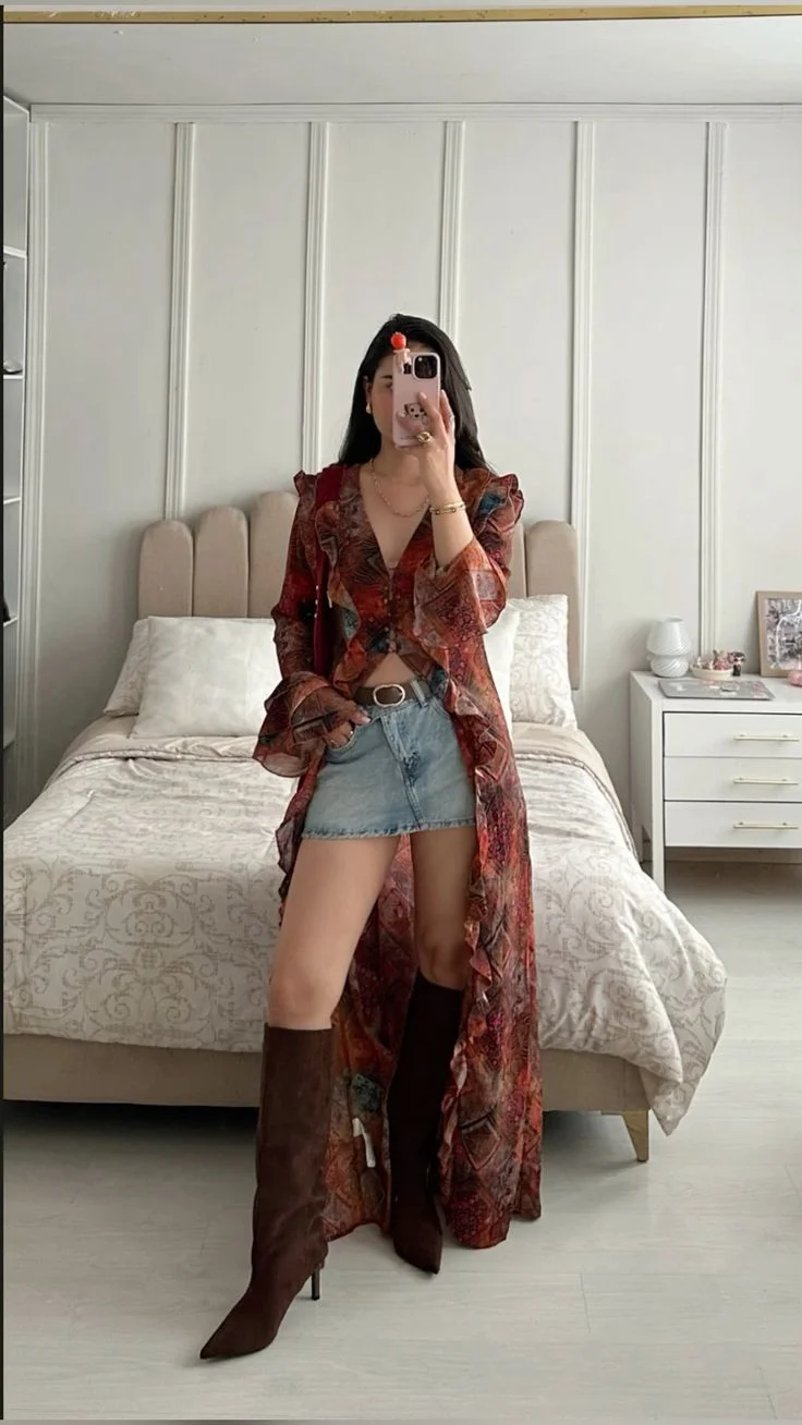 Look Boho Chic com vestido estampado étnico