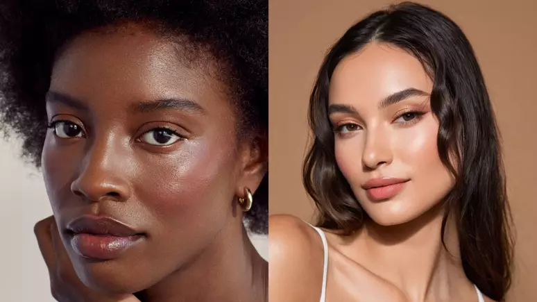Imagem de duas mulheres com maquiagem leve, mostrando um visual radiante e descansado.