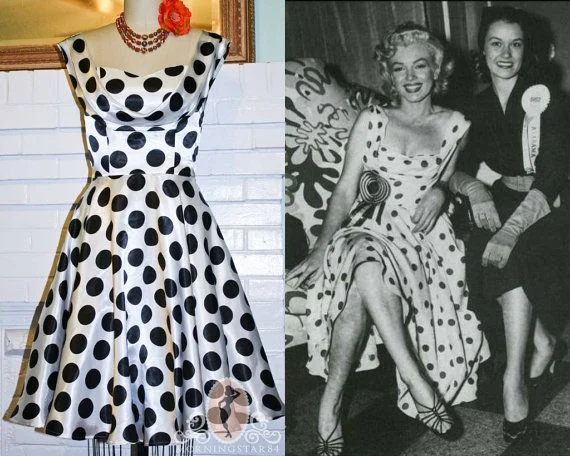 Vestido de bolinhas inspirado no estilo de Marilyn Monroe