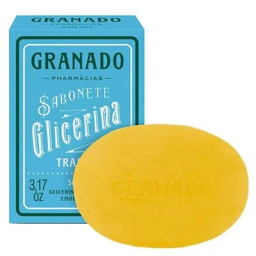 Sabonete Granado Glicerina, embalagem e barra de sabão
