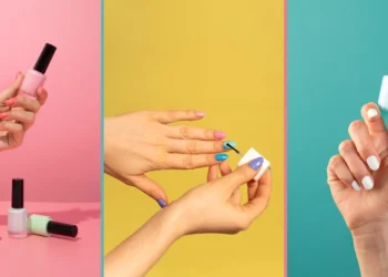 Imagem com esmaltes em tons pastéis, apresentando tendências de manicure para diferentes ocasiões.