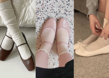 Três estilos de sapatilha com meia, tendência fashion feminina.