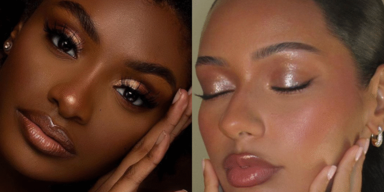 Maquiagem glow: como conquistar o efeito natural que ilumina o rosto 1 Duas mulheres com maquiagem glow que realça a luminosidade natural da pele