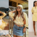 Três looks femininos em tom amarelo-manteiga, destacando a tendência de moda da primavera.