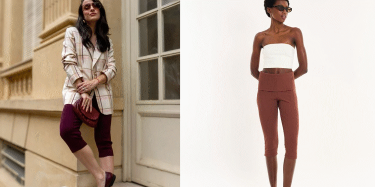 6 inspirações para usar calça corsário em 2025 e arrasar no estilo 1 Duas mulheres usando calça corsário em looks diferentes, demonstrando a versatilidade da peça.