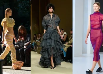 Modelos desfilando as principais tendências da Milan Fashion Week SS26, com looks inovadores e modernos.